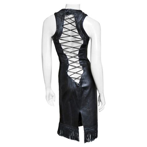 versace lace up dress